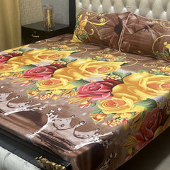 Crystal King Size Bed Sheet Set-3Pcs-Design-127
