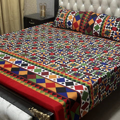 Crystal King Size Bed Sheet Set-3Pcs-Design-128