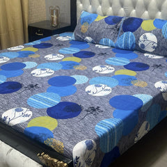 Crystal King Size Bed Sheet Set-3Pcs-Design-132
