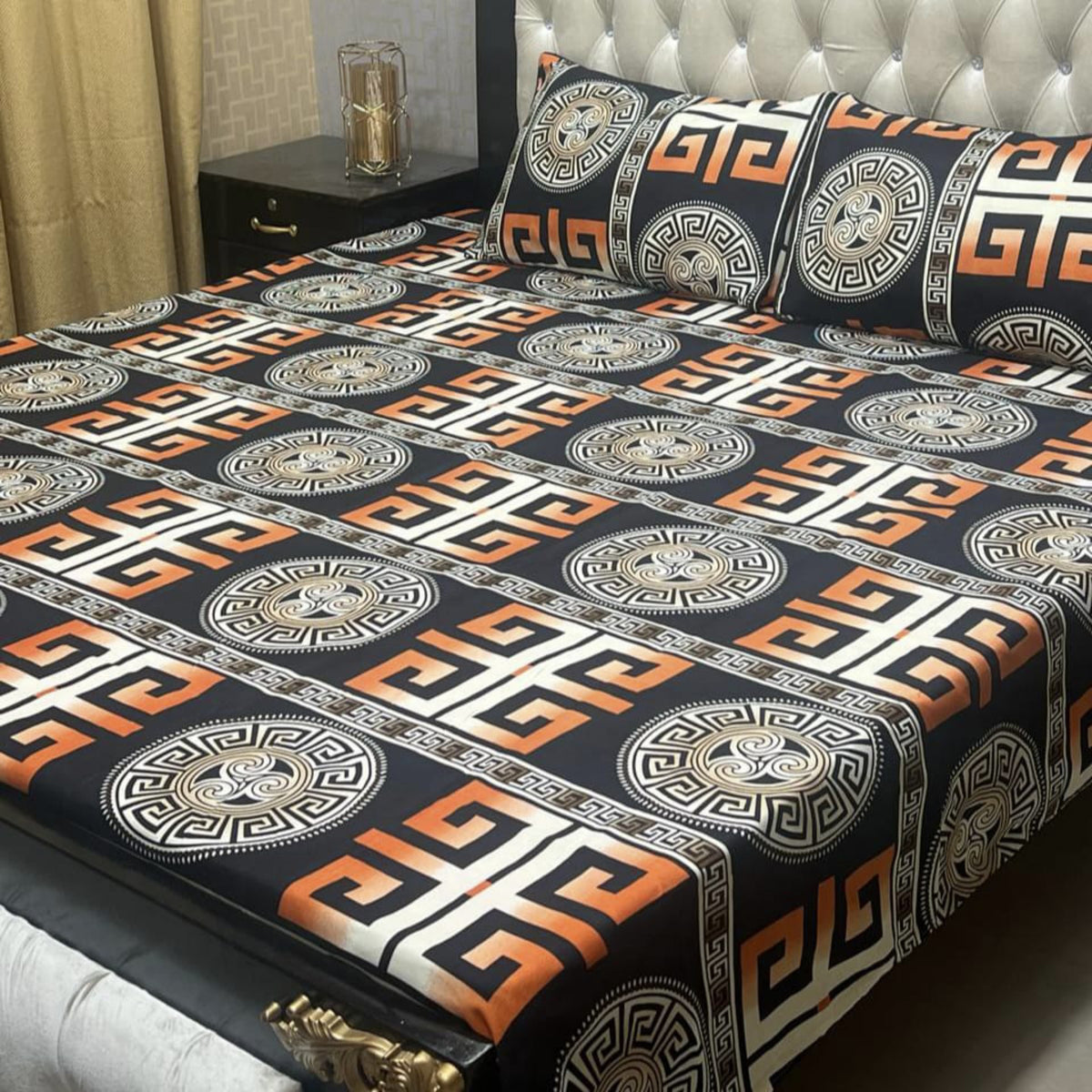 Crystal King Size Bed Sheet Set-3Pcs-Design-134