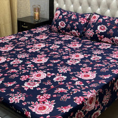 Crystal King Size Bed Sheet Set-3Pcs-Design-135
