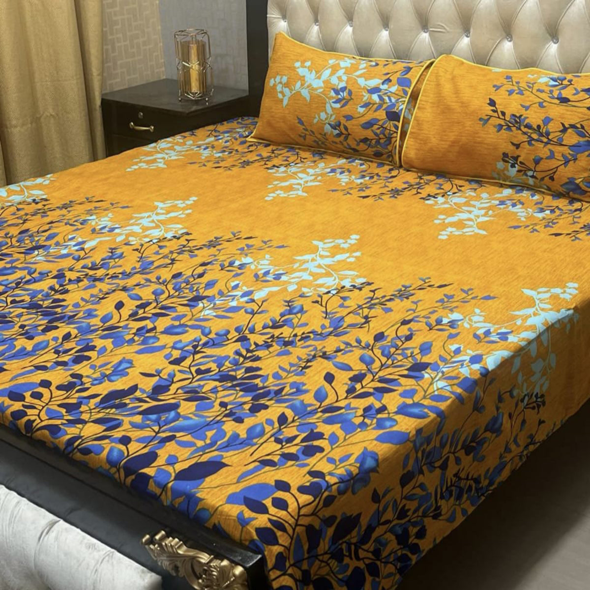 Crystal King Size Bed Sheet Set-3Pcs-Design-133