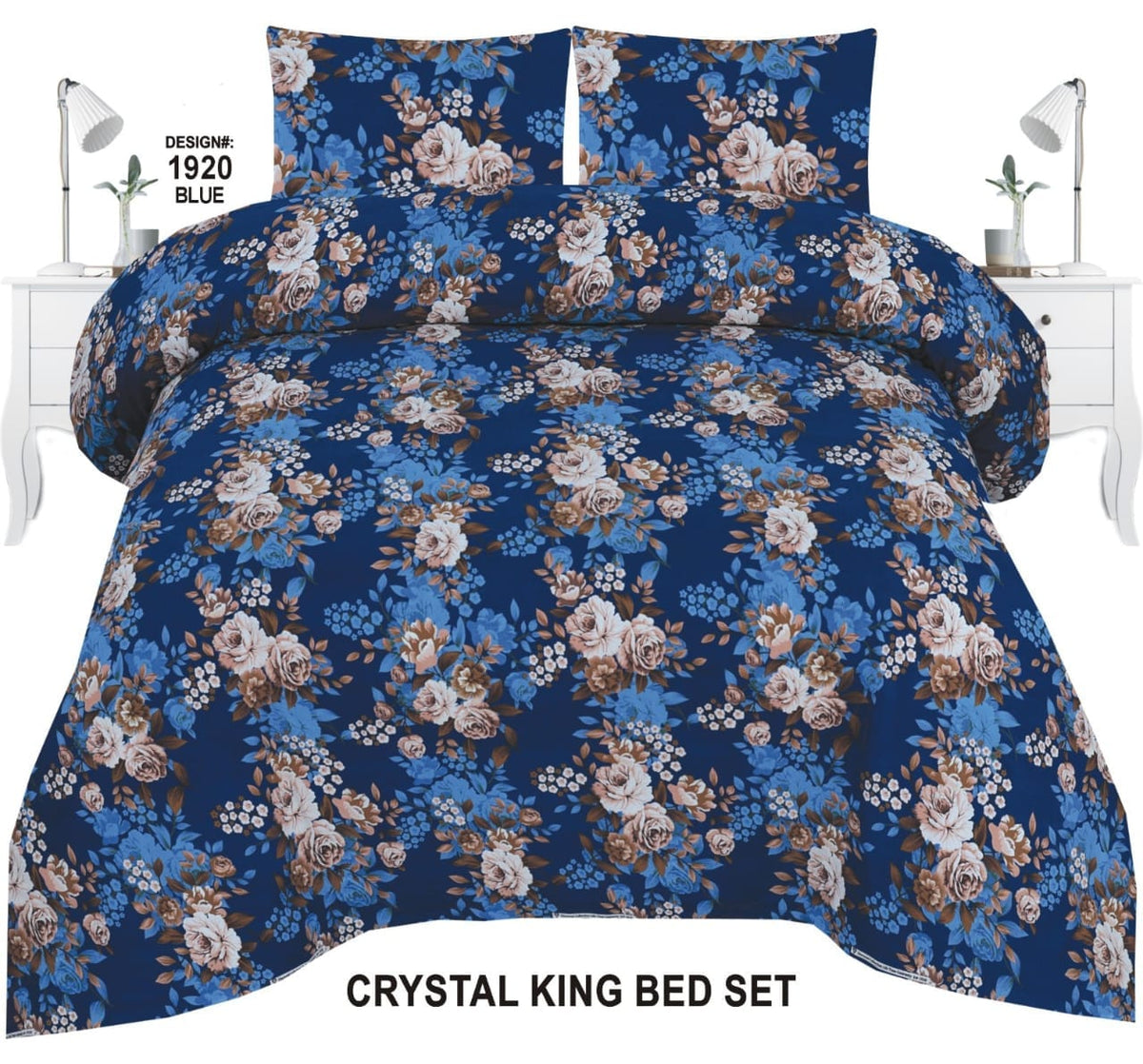 Crystal King Size Bed Sheet Set-3Pcs-Design-116
