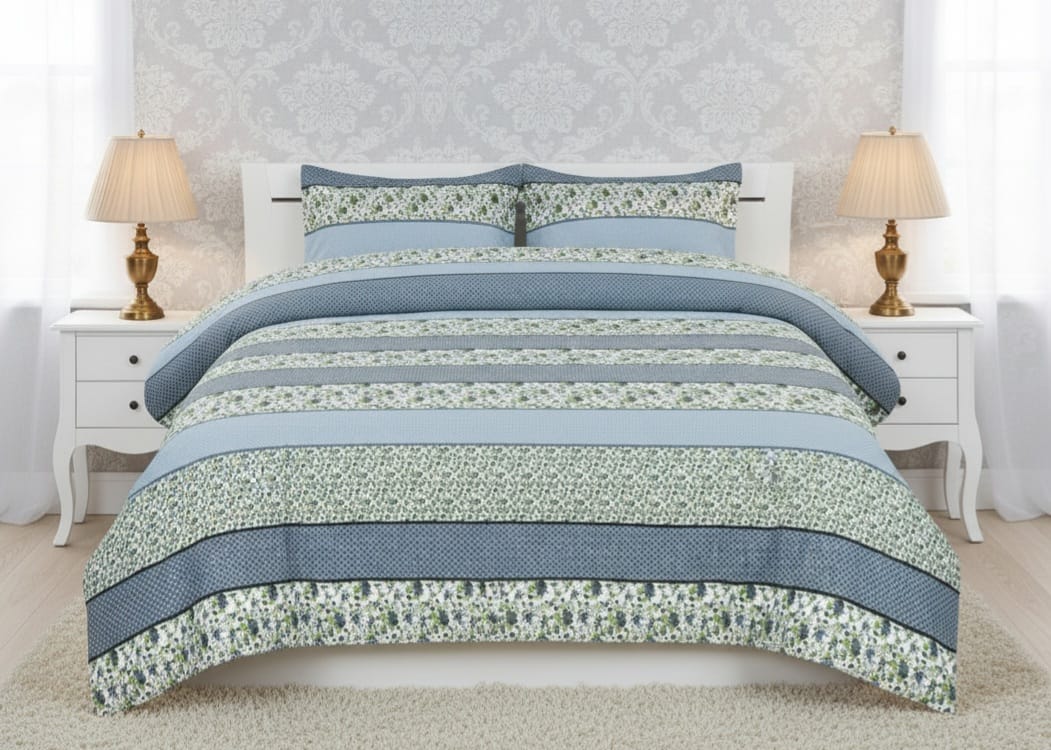 Crystal King Size Bed Sheet Set-3Pcs-Design-113