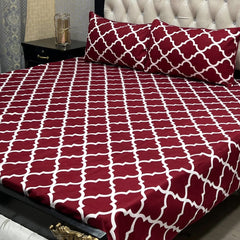 Crystal King Size Bed Sheet Set-3Pcs-Design-125