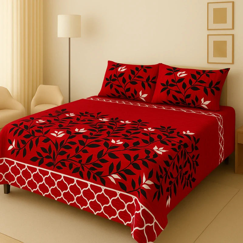 Crystal King Size Bed Sheet Set-3Pcs-Design-131