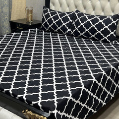 Crystal King Size Bed Sheet Set-3Pcs-Design-135