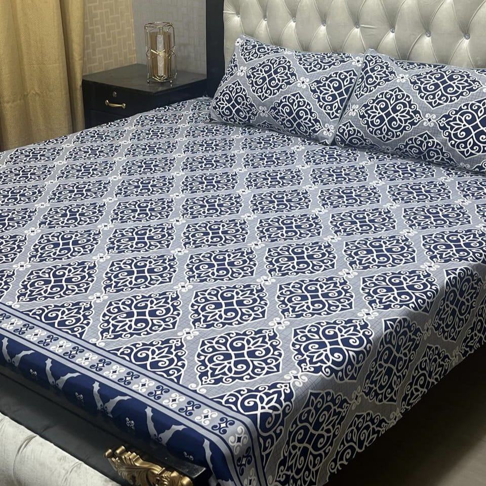 Crystal King Size Bed Sheet Set-3Pcs-Design-131
