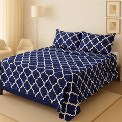 Crystal King Size Bed Sheet Set-3Pcs-Design-138
