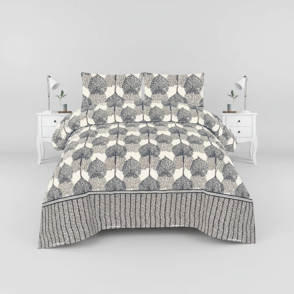 Crystal King Size Bed Sheet Set-3Pcs-Design-112
