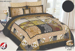 4Pcs Cotton Printed Bedsheet Set-Design-283