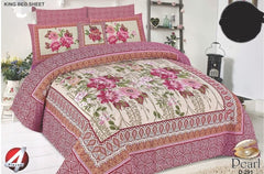4Pcs Cotton Printed Bedsheet Set-Design-291