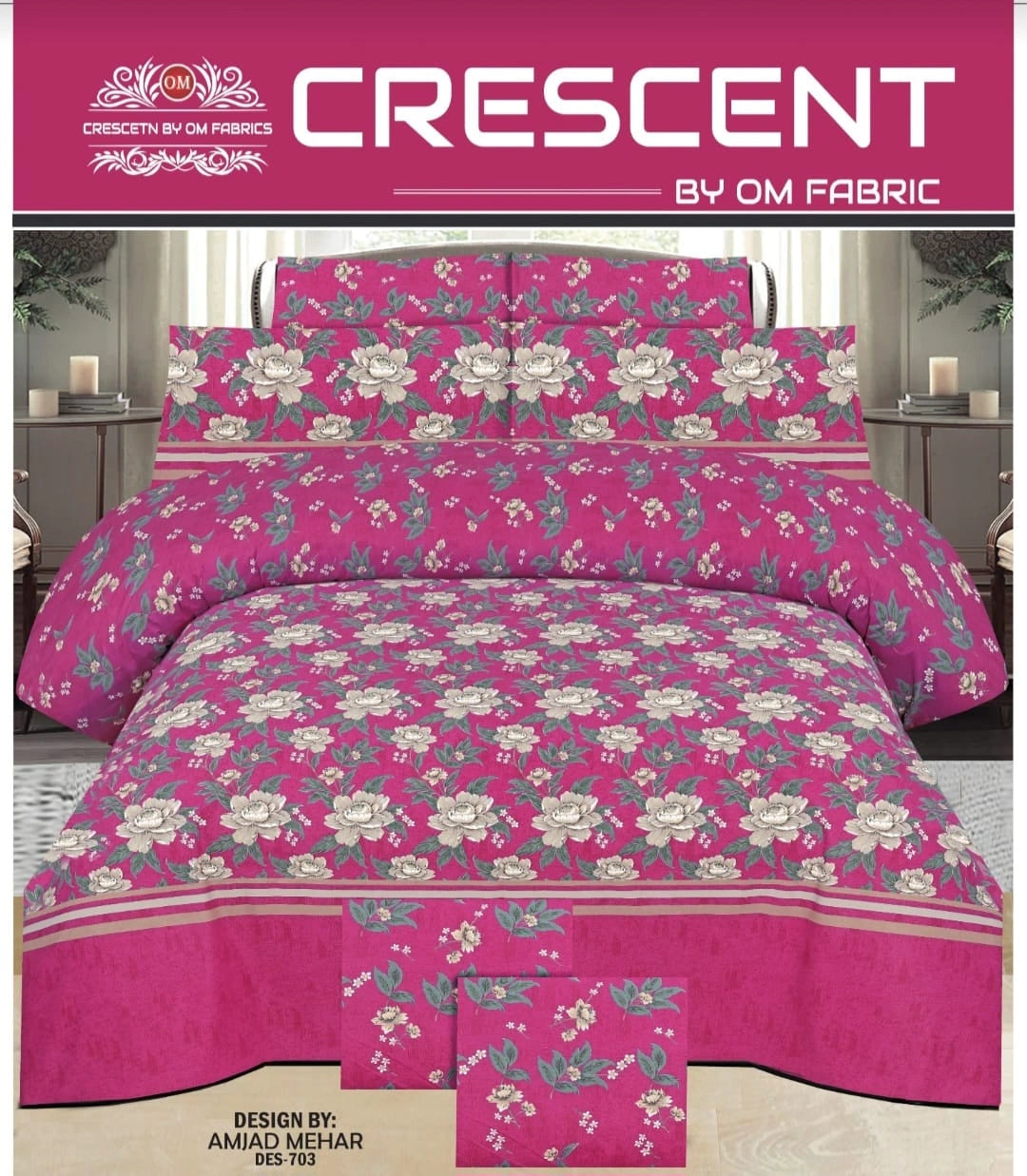 3 PCs Bed Sheet | Double Bed | King Size | Box Pack | Design-1711