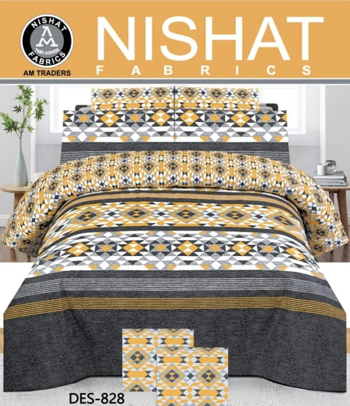 Pure Cotton Bed Sheet | Double Bed | King Size | Box Pack | Design-828