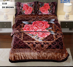 4pcs Embossed Bed Cover Set Double Bed-DK BROWN-1110