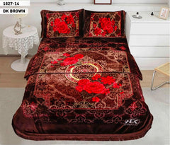 4pcs Embossed Bed Cover Set Double Bed-DR-BROWN-1627