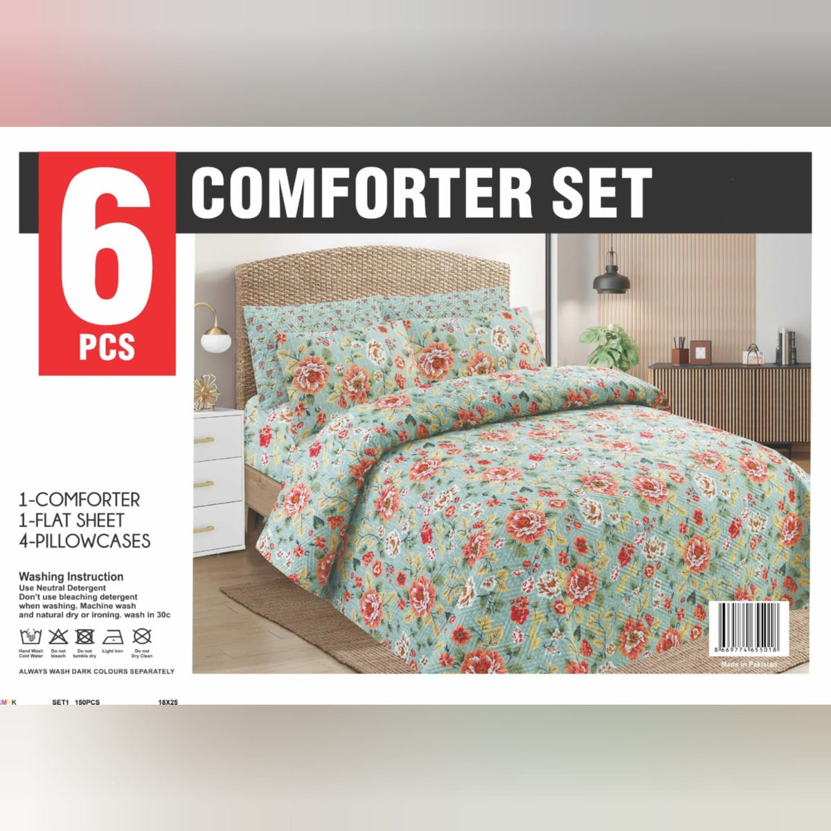 6 PCs Winter Comforter Set (Heavy Filling)