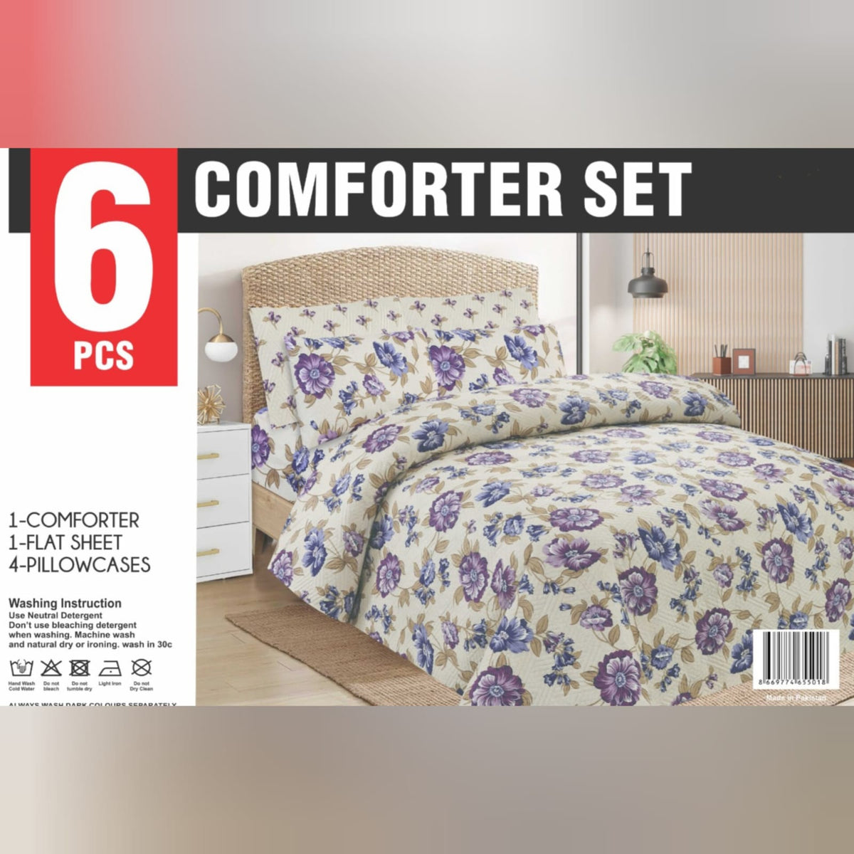 6 PCs Winter Comforter Set (Heavy Filling)