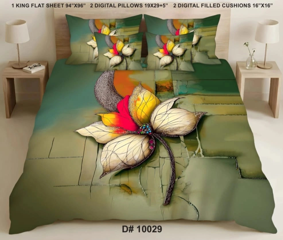 5 PCS DIGITAL BED SHEET SET