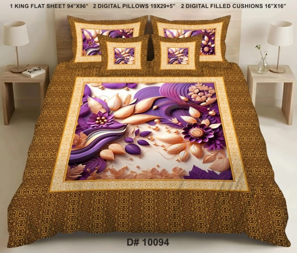 5 PCS DIGITAL BED SHEET SET