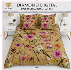 5 PCS DIGITAL BED SHEET SET