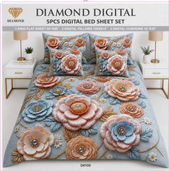 5 PCS DIGITAL BED SHEET SET