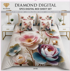 5 PCS DIGITAL BED SHEET SET