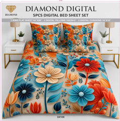 5 PCS DIGITAL BED SHEET SET