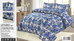 Quilted Fancy Frilled BedSpread Set-3Pcs-Design-1802