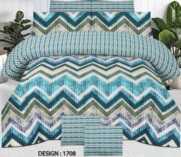 Single Bed Sheet Pair (Set) Pure Cotton-Design-1708