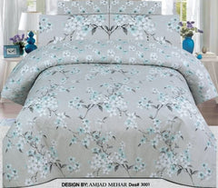 Single Bed Sheet Pair (Set) Pure Cotton-Design-3001