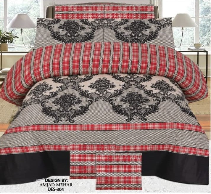 Single Bed Sheet Pair (Set) Pure Cotton-Design-304