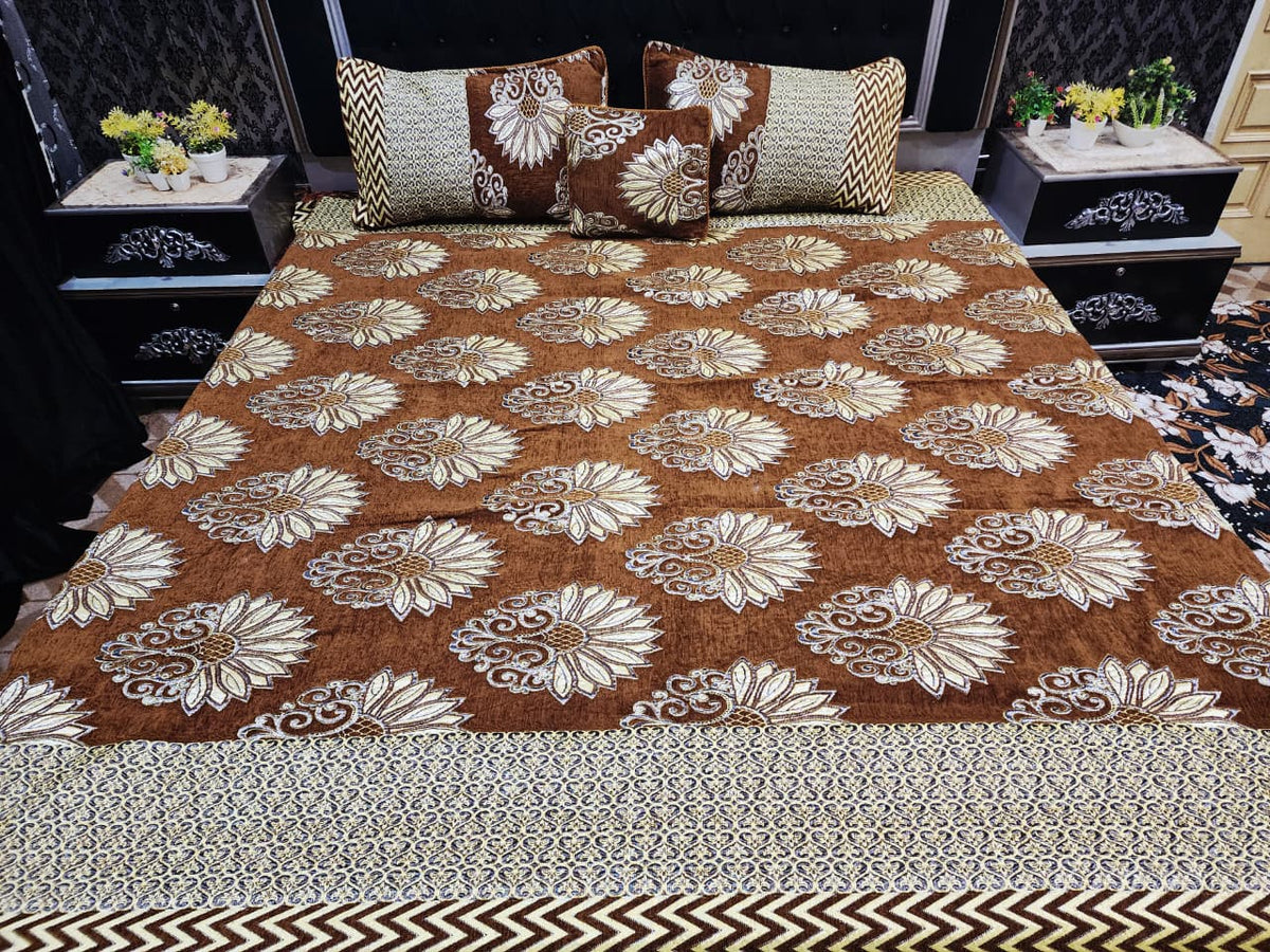 Jacquard Velvet Bed Sheet 4Pcs-Design-532