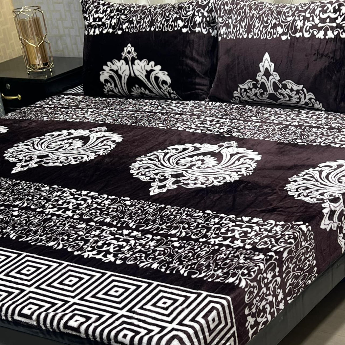 Fleece Bedsheet King Size-3Pcs-Design-618