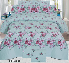 Single Bed Sheet Pair (Set) Pure Cotton-Design-808