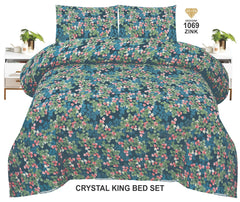 Crystal King Size Bed Sheet Set-3Pcs-Design-113