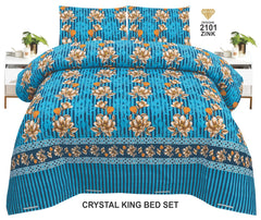 Crystal King Size Bed Sheet Set-3Pcs-Design-115