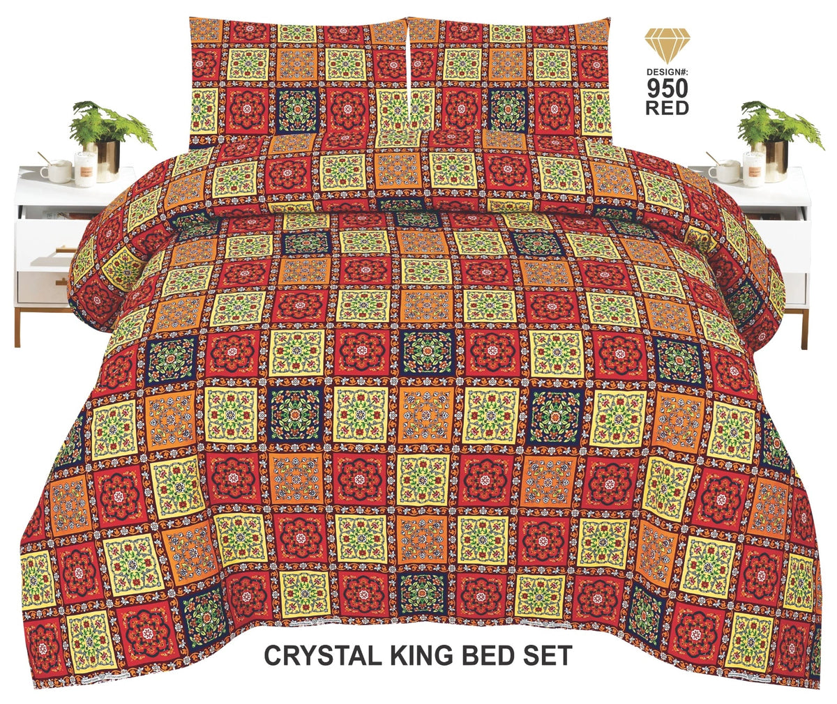 Crystal King Size Bed Sheet Set-3Pcs