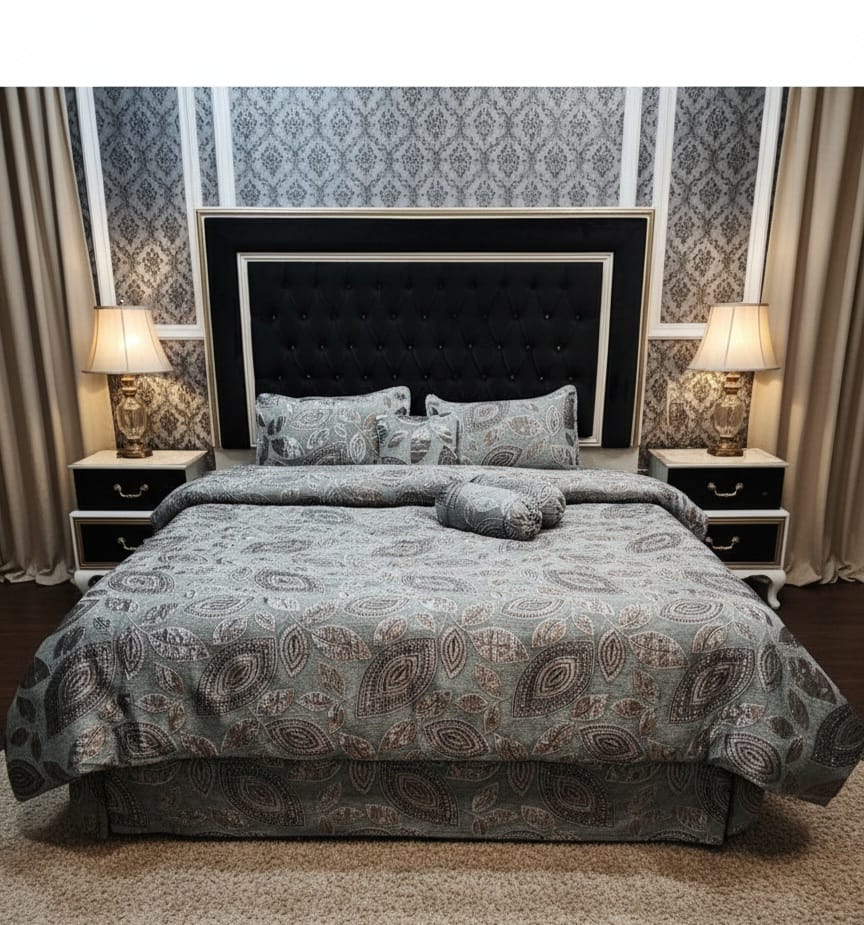 10 PCS Fancy Bridal Set (Jacquard Velvet)-Grey