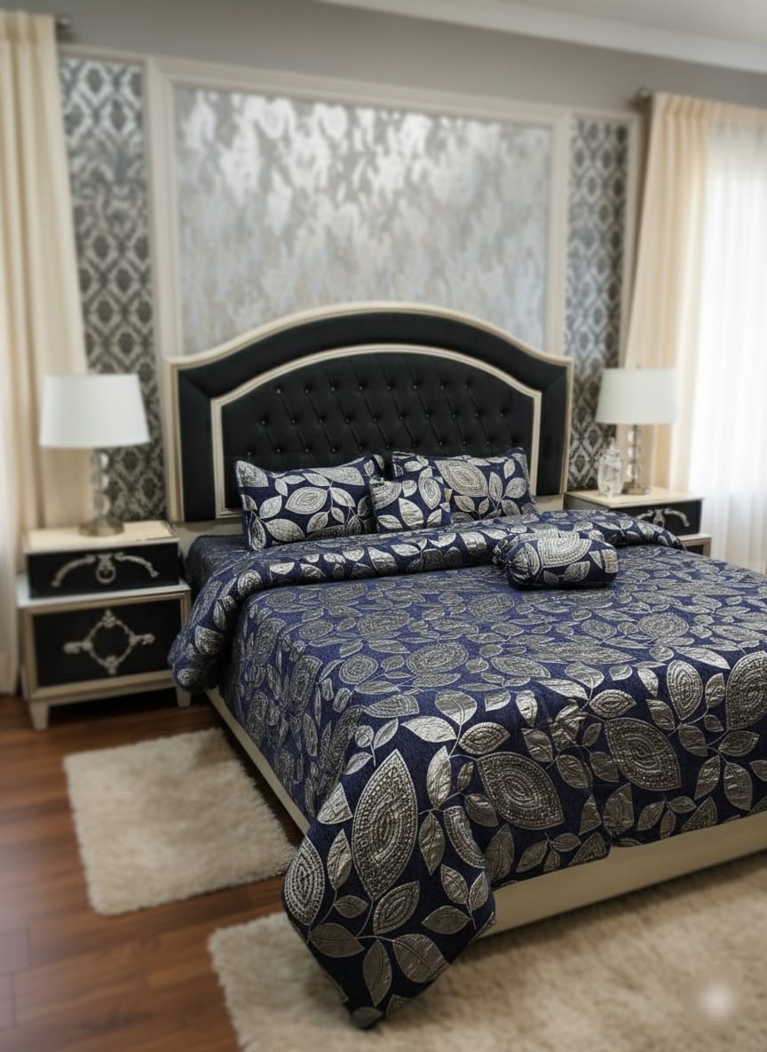 10 PCS Fancy Bridal Set (Jacquard Velvet)-Blue