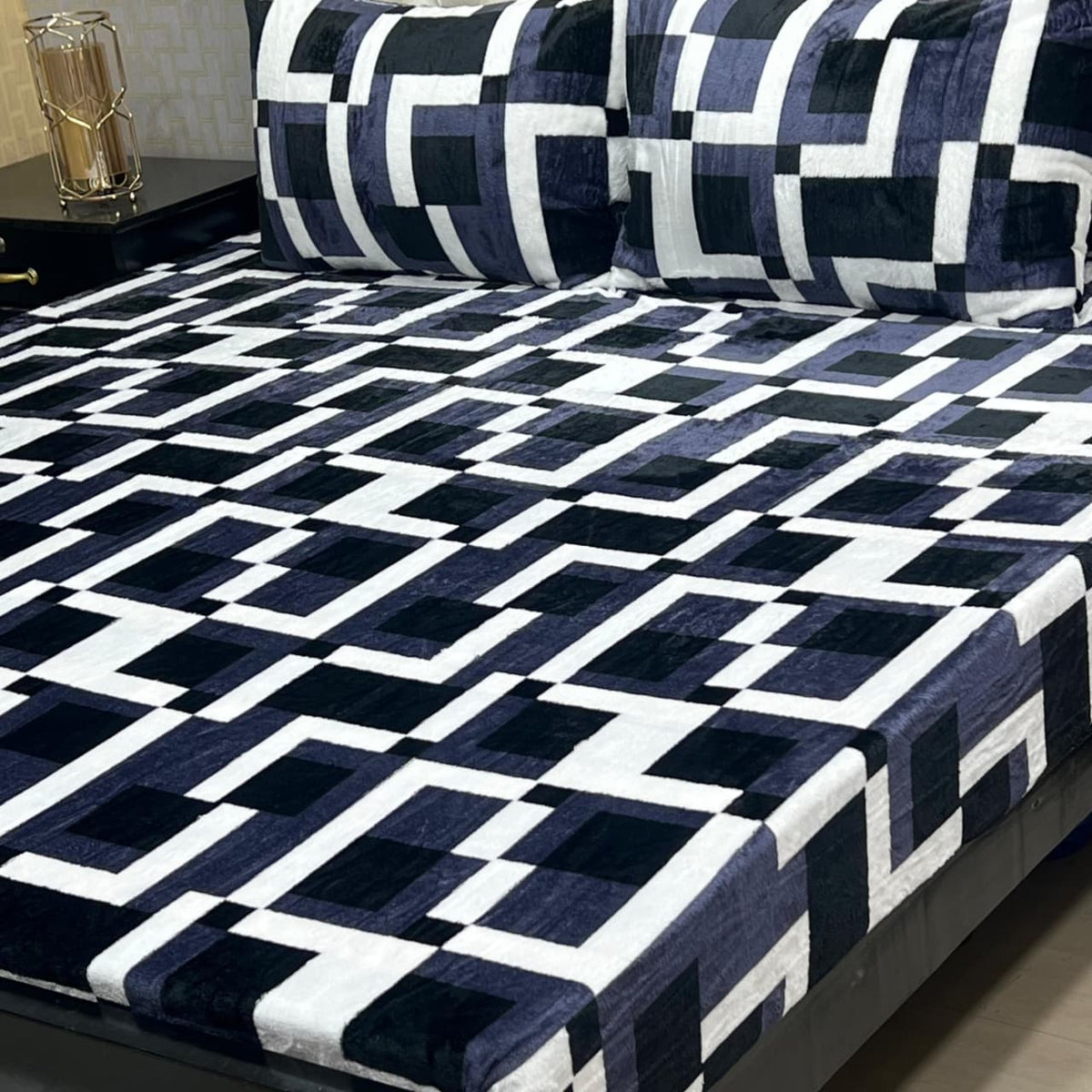 Fleece Bedsheet King Size-3Pcs-Design-608
