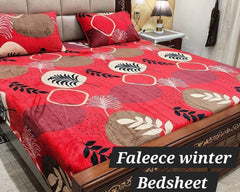 Fleece Bedsheet King Size-3Pcs-Design-609
