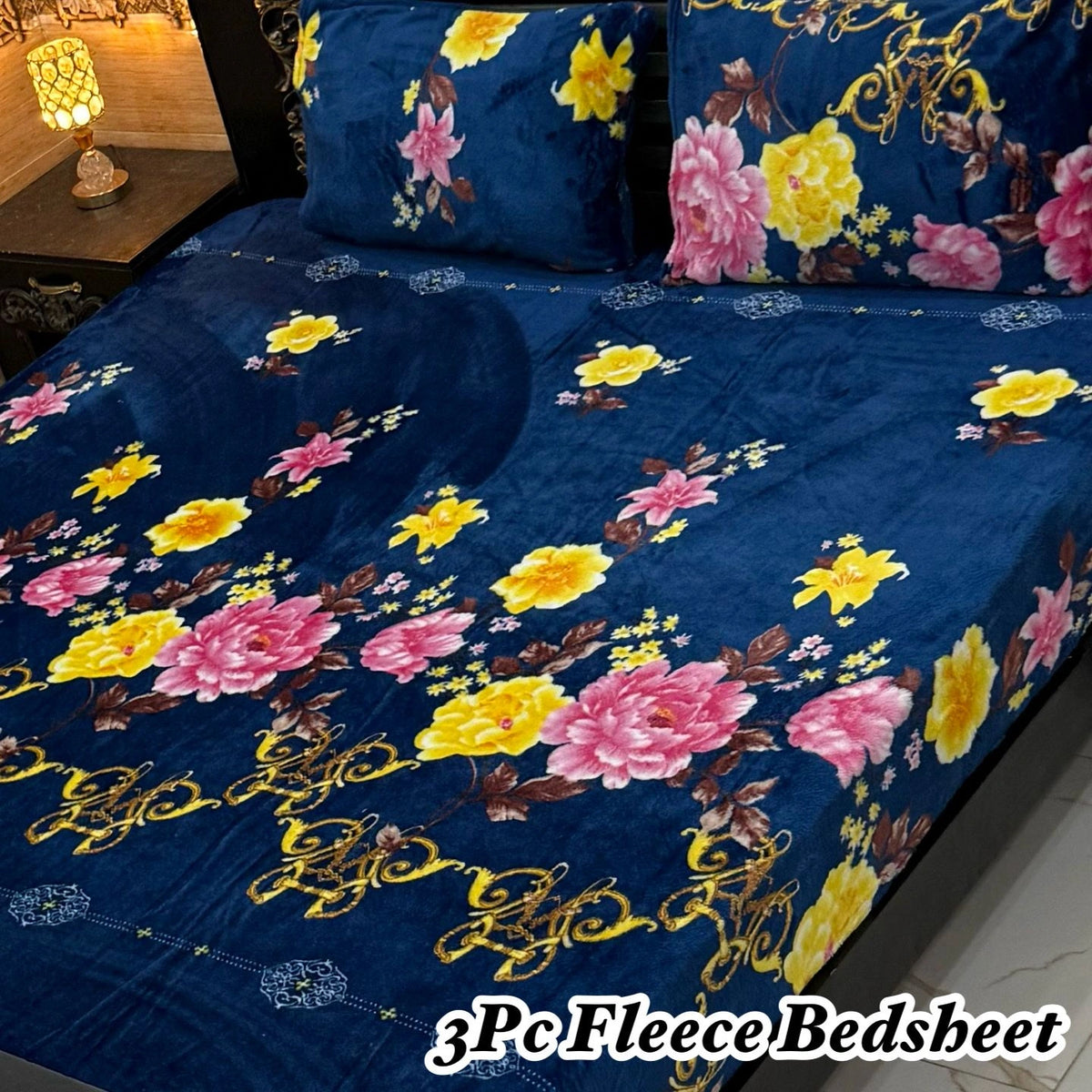 Fleece Bedsheet King Size-3Pcs-Design-610