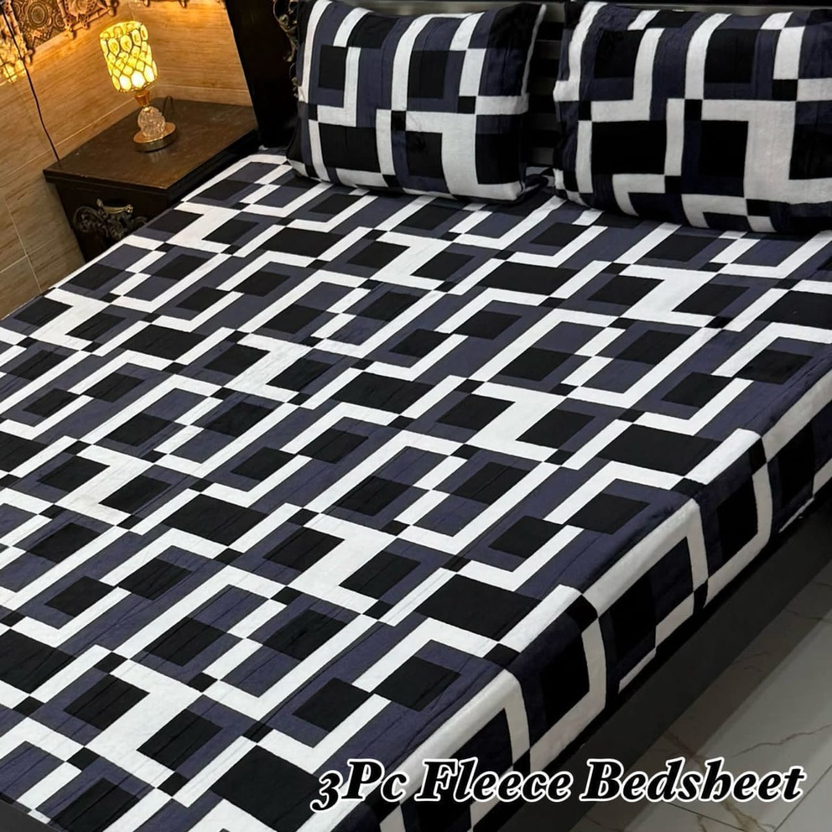 Fleece Bedsheet King Size-3Pcs-Design-610