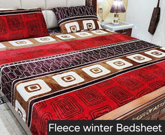 Fleece Bedsheet King Size-3Pcs-Design-610