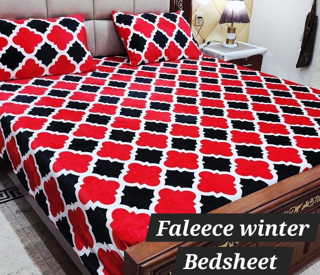 Fleece Bedsheet King Size-3Pcs-Geometric
