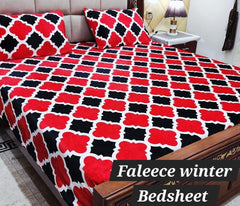 Fleece Bedsheet King Size-3Pcs-Geometric