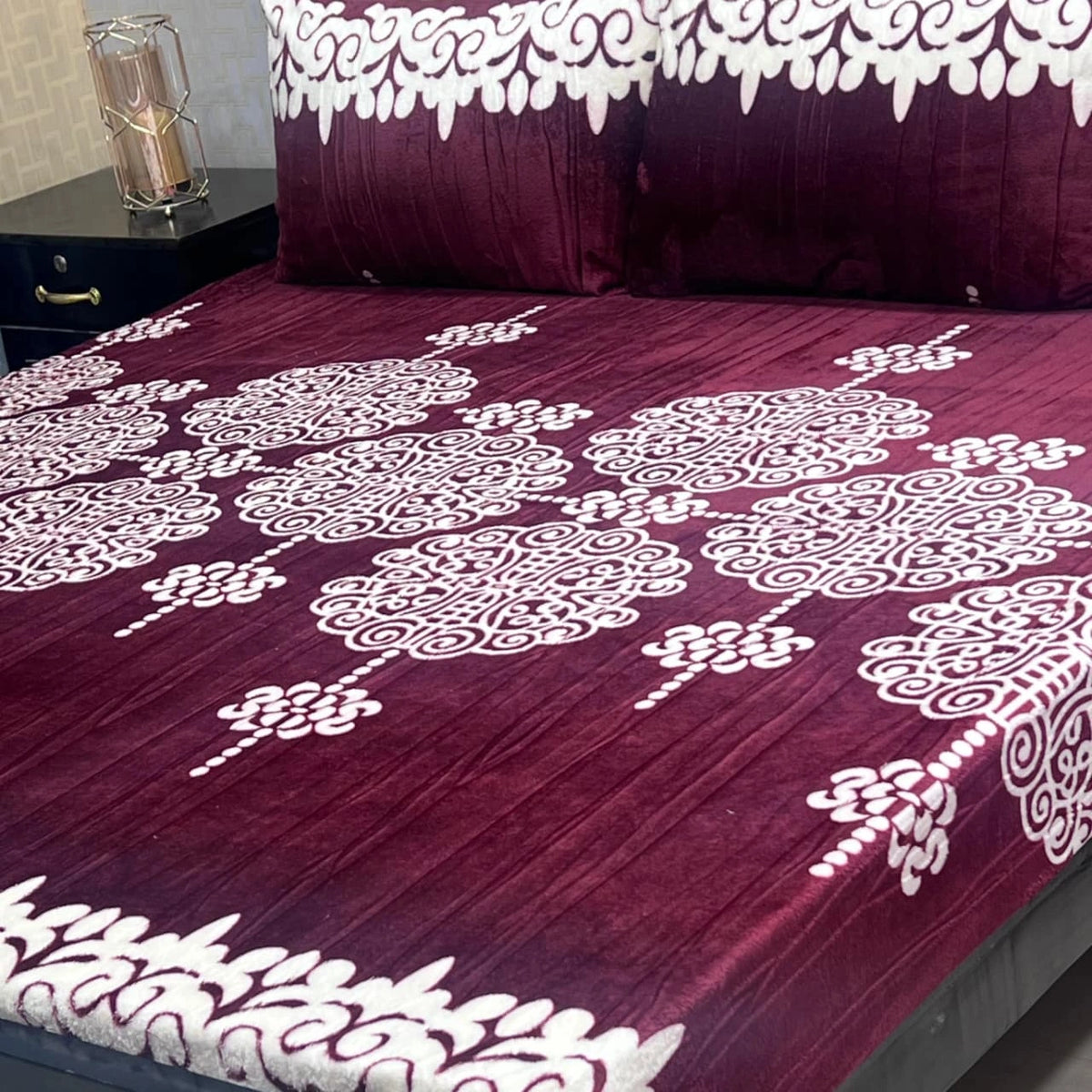 Fleece Bedsheet King Size-3Pcs-Design-612