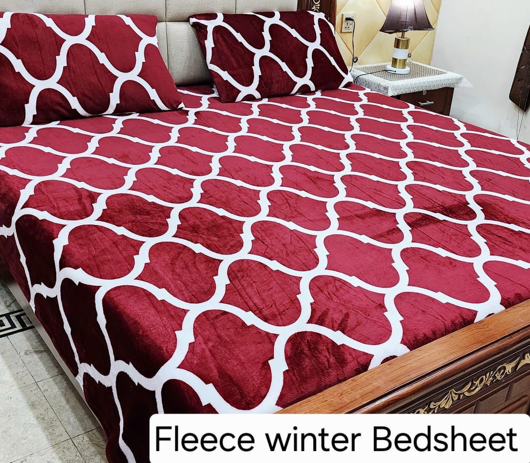 Fleece Bedsheet King Size-3Pcs-Design-614