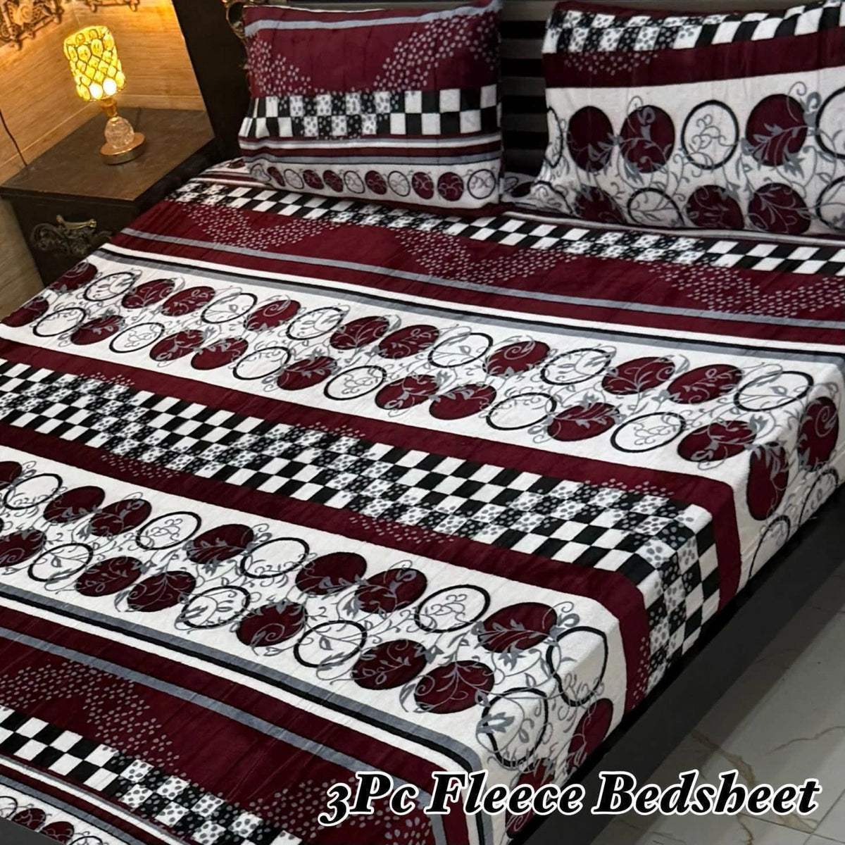 Fleece Bedsheet King Size-3Pcs-Design-615